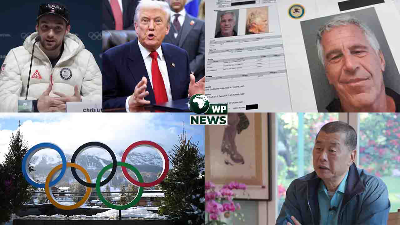 জাপানৰ প্ৰধানমন্ত্ৰী ছানায়ে টাকাচি, জিম্মী লাই আৰু ডোনাল্ড ট্ৰাম্পৰ ছবিৰে গঠিত আন্তঃৰাষ্ট্ৰীয় বাতৰিৰ কোলাজ