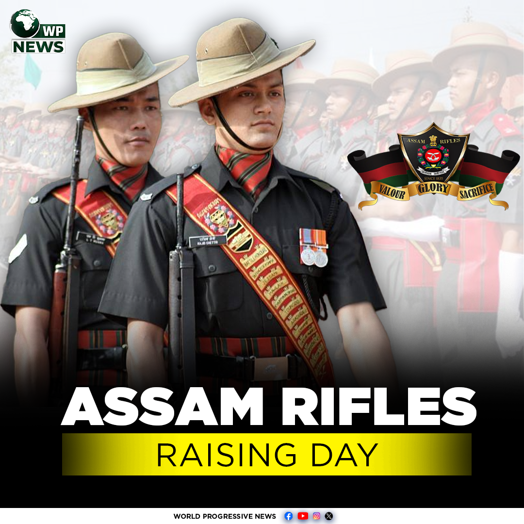 Assam Rifles soldiers celebrating Raising Day with national flag