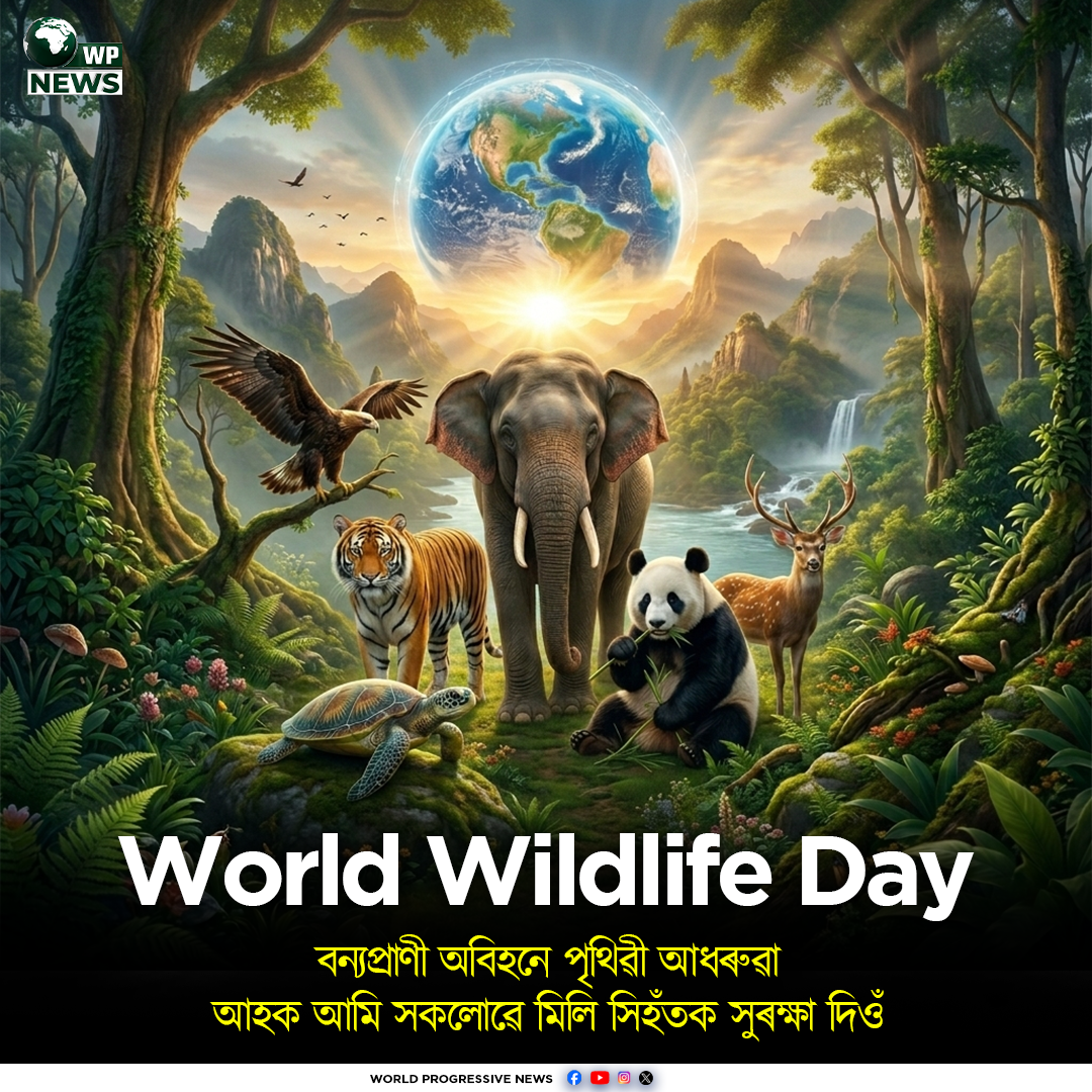 Image of wild tiger in forest: “Endangered tiger in its natural habitat – World Wildlife Day 2026