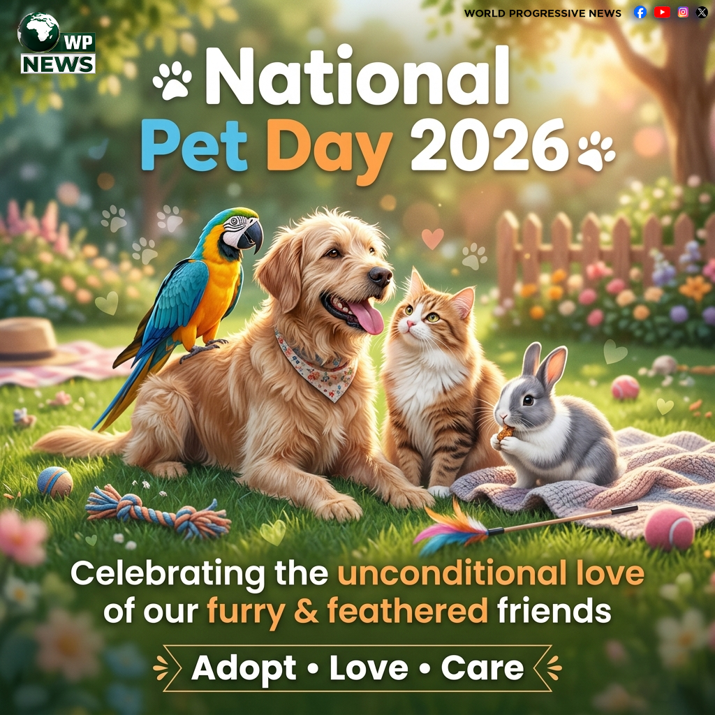 Happy National Pet Day 2026 celebration with cute dog and cat showing love and care